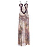 2025 Autumn Fashion Trend Women's New Slings Wood Ear Print Loose Umbilly Dress