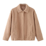 Women's Clothing Explosion ZA Fashion Beads And Short Jacket Wool Coat