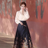 New Chinese Style Dragon Year Horse Face Dress Suit 2025 New Spring And Autumn Improved Ming Ancient Costume Two Sets