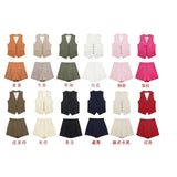 Women's 2025 Spring New Fashioned Colored Flax-Blend Vest + Shorts Set
