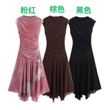 2025 Spring Pure Lust Wind Sexy U-Neck Casual Elastic Waist A-Word Dress Skirt