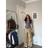 Vintage Niche Suit Women's Summer Slimming V-Neck Short-Sleeved Top Broad Leg Pants High-End Two-Sleeve