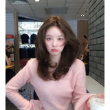Gentle Wind Pure Desire To Cultivate Long-Sleeved Top Soft Pink Knitted Shirt Women 2025 Early Autumn New