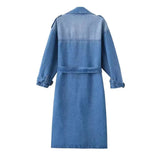 Explosion Spring New Loose Double Buckle With Belt Denim Wind Coat Coat Coat