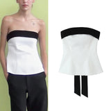 Women's Clothing 2025 Spring New Fashion Bump Back Bow Trim Tector