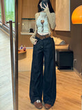 Korean Apricot High-Waist Plus Velvet Thin Straight Jeans Women 2025 Autumn And Winter Loose Commute Wide-Legged Trousers