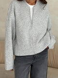 2025 Women's Spring And Autumn Hot Casual Zipper Loose Knitted Shirt Coat Small Scent