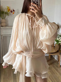 French Pure-Want Wind To Close The Waist Irregular Hem Dress Women 2025 Spring New Temperament High-End Folding Skirt Skirt