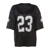 2025 Summer New Women's Street Fashion Hot Girl Print Loose Sports T-Shirt Thin Top
