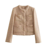 Autumn New Women's Coarse-Spinning Pure Color Casual Coat Short Coat Women