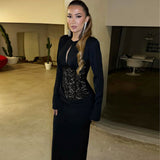 New Women's Solid-Colored Sexy Round-Neck Lace-Up Lace-Up Dress In Autumn/Winter 2025
