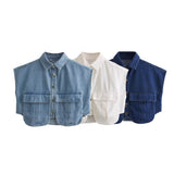 Shirt Top Women's New Women's Clothing Collar Short-Sleeved Denim Fashion Trend High Street Short