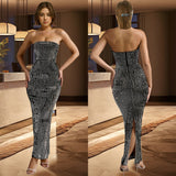 C6962 Women's Stylish Solid Color Burning Diamond Sleeveless Dress