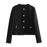 New Women's Clothing Texture Autumn Round Collar Short Jacket Jacket In Autumn Winter 2025