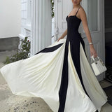 Big Low Breast Hanging Long Dress Spring 2025 Splicing Party Sexy Banquet