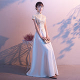Evening Dress Dress Dress 2025 Winter Adult Performance Suit Chinese Long Cheongsam Choir Host Banquet Evening Dress