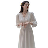 Vintage Fairy Morning Dress 2025 New Banquet Engagement French Long Sleeve Certificate Engagement White Dress