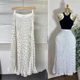 Classic Fashion Folding Wave Half-Dress French Sweet High-Waisted A-Shaped Skirt Mid-Long Folds Skirt