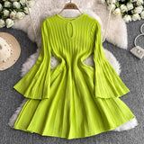 Hepburn High-End Knitted Dress Women Autumn And Winter Royal Sister Temperament Dating Short Skirt French Waist Sweater Skirt