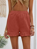 2025 New Women's Shorts Burst Casual High-Waisted Cotton Straight Trousers