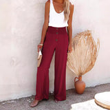 2025 New Women's High-Waisted Long-Term Cotton-Sight Broad-Legged Trousers Loose And Relaxed Casual Broad-Legged Women