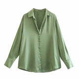 New Women's Clothing In Autumn 2025 20 Color Buff Silk Densate V Collar Long-Sleeved Striped Vertical Shirt
