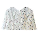 Women's Dress 2025 Explosion Fashion Two-Color Printed Collar With Blazer