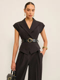 New Temperament Commuting Trousers Senior Sleeveless Set Waist Trouser Trouser Top Suit Suit Suit