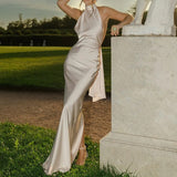 2025 Autumn Silk Hymn Feeling Sleeveless Fan Flute Dress Round Neck Fashion Party Dress