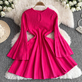 Hepburn High-End Knitted Dress Women Autumn And Winter Royal Sister Temperament Dating Short Skirt French Waist Sweater Skirt