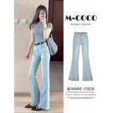 Small Pendant Horn Pants 2025 New Spring And Autumn High-End Blue High-Waisted Micro-Horn Jeans Woman