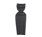 Hottie Thoracic Striped Knitted Dress Elastic Slimming Temperament High-End Ass Skirt