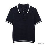Spring 2025 New Knitted Shirt Round-Neck Solid Color Loose Set Female Design