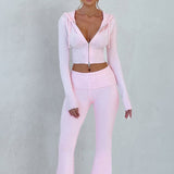 25 Autumn New Women's Decoration Short Hooded Top Sleeves Casual Pants Fashion Set Women's Two-Piece Set