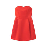 Summer New Women's Fashion Solid Color Sleeveless Sexy Chest-Widthed Dress