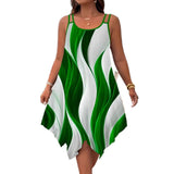 Summer 2025 Summer Fashion Swing Shoulder Strap Print Lady Large Size Dress Random Print