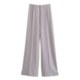 Casual Sports Solid Suit 2025 Spring Double-Sided Cloth Collar Collar Jersey Elastic High-Waisted Trousers Woman