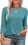 Explosion 2025 New Fashion Casual Roll Collar Seven-Sleeve Top Bottom Shirt