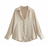 New Women's Clothing In Autumn 2025 20 Color Buff Silk Densate V Collar Long-Sleeved Striped Vertical Shirt