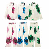 2025 Summer Casual Printing Trouser Set New Women's Hanging Shirt