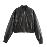 Women's Clothing Explosion Three-Color Retro Zipper Jacket