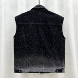 High-End Fashion Hot Full Of Star Denim Vest Coat Men's Fried Street Loose Sleeveless Vest Horse Clip Tide
