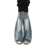 Gradient Retro Broad-Legged Jeans Design Feel Small Cat Bends Trousers Hanging Trousers Trousers