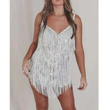 Music Festival Essou Sequining 2025 New Solid Colored Delide V-Necked Sling Miniskirt
