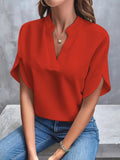 2025 Women's Summer Casual Pure Color V-Neck Loose Shirt Top Woman