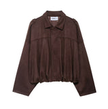 2025 Spring Pilot Jacket Bat Sleeve Zipper Loose Tuffen Jacket Women's Casual Jacket