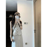 French Vest Suit Female Light Style Casual Suit Sleeveless Top Half Dress Two-Piece