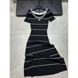 2025 New Small Fragrant Wind Hit The Striped Sling Dress Female Summer Slimming Temperament Casual Dress
