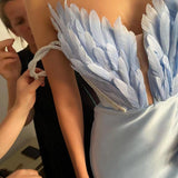 GY23133 Feathers Tug On The Ground To Open The Robe Dress