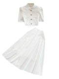 Purchasing Products For Women's Fashion Sets Stand-Neck Single Buckle Short Top Two Sets Of High-Rise Skirt Summer